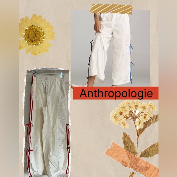 The Bowline Parachute Pants By Anthropologie Creme/Red stripe NWT - Picture 2 of 12
